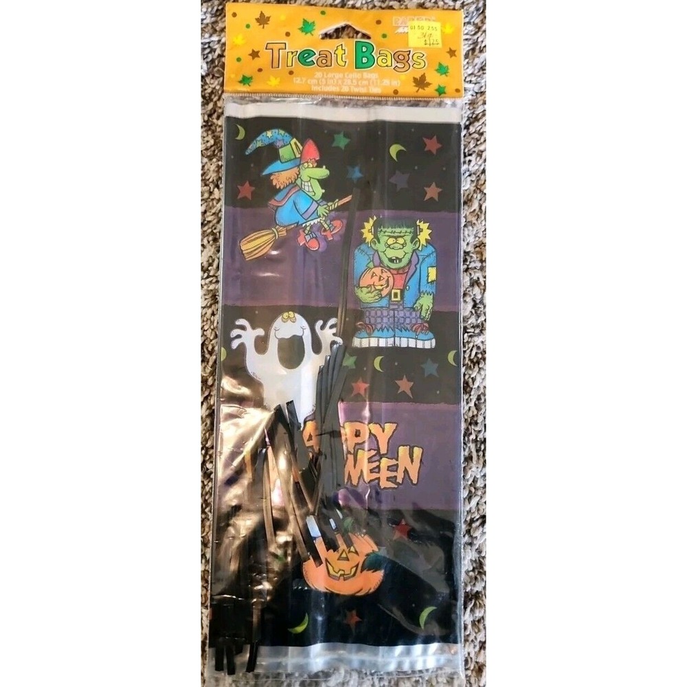 Paper‎ ART TREAT Large Cello Bags Zany Characters Halloween Treat Bags 20 Vtg